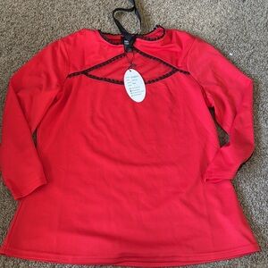 Brand, new red, unique vintage three-quarter length sleeve blouse